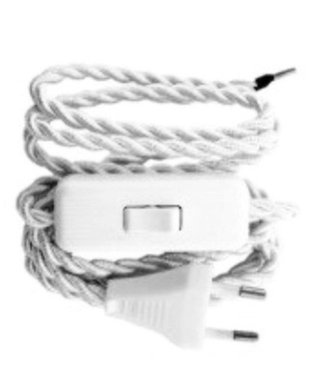 Cableado para lámpara con cable trenzado en color blanco Cableado para lámpara con cable trenzado en color blanco