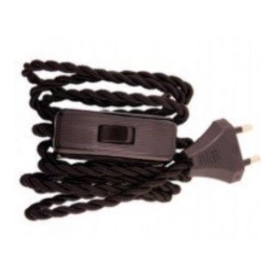 Cable trenzado con interruptor para lámparas (varios colores) 4 Cableado para lámpara con cable trenzado en color marrón