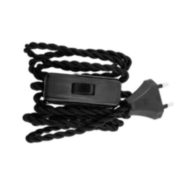 Cableado para lámpara con cable trenzado en color negro Cableado para lámpara con cable trenzado en color negro
