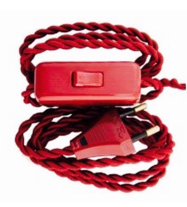 Cableado para lámpara con cable trenzado en color rojo Cableado para lámpara con cable trenzado en color rojo