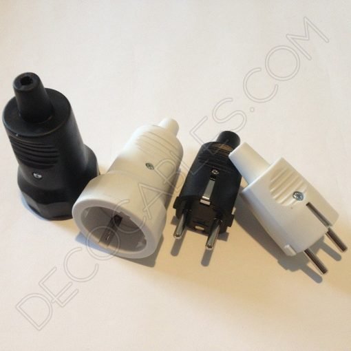 Clavija hembra de goma con TT (Blanca o negra) 3 Clavijas macho y hembra de goma con toma de tierra