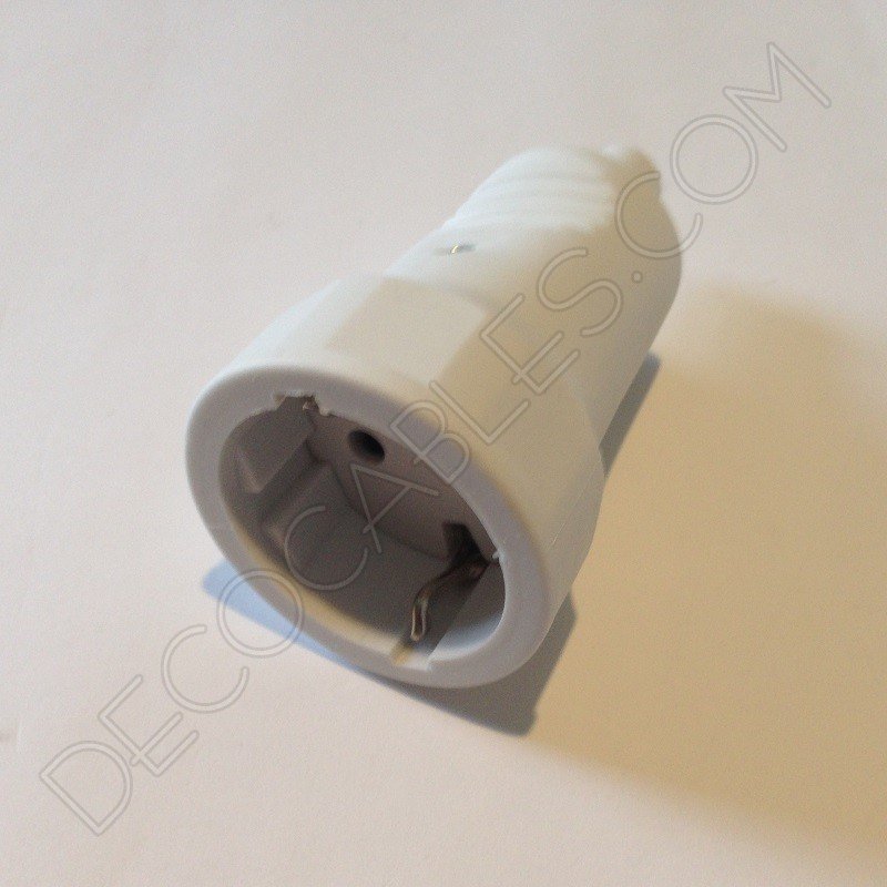 Clavijas hembra de goma con toma de tierra en color blanco Clavijas hembra de goma con toma de tierra en color blanco