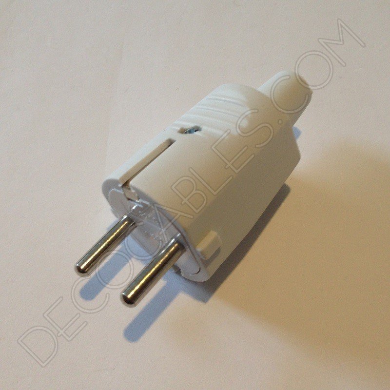 Clavijas macho de goma con toma de tierra en color blanco Clavijas macho de goma con toma de tierra en color blanco