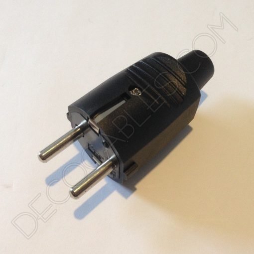 Clavijas macho de goma con toma de tierra en color negro