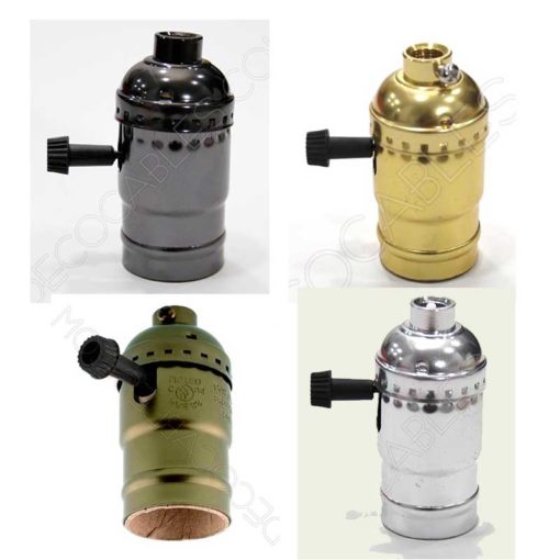 Portalámparas de latón con interruptor giratorio