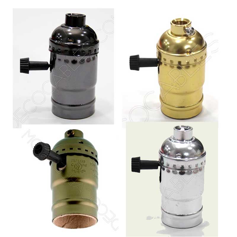 Portalámparas de latón con interruptor giratorio Portalámparas de latón con interruptor giratorio