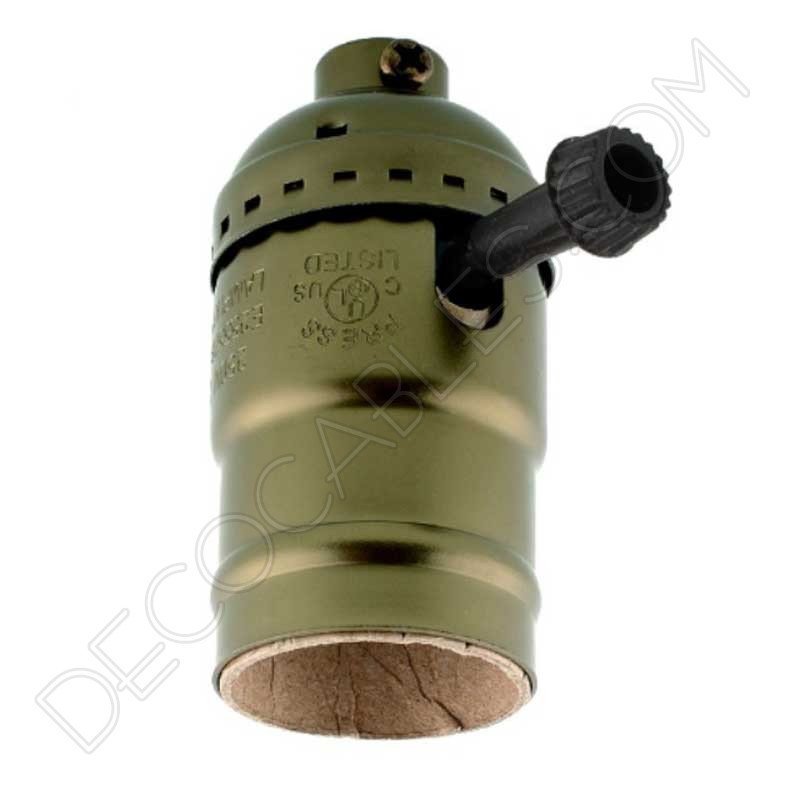 Portalámparas de latón con interruptor giratorio color bronce Portalámparas de latón con interruptor giratorio color bronce