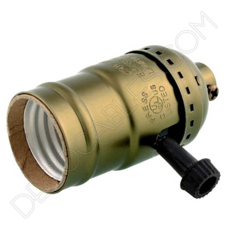 Portalámparas de latón con interruptor giratorio color bronce Portalámparas de latón con interruptor giratorio color bronce