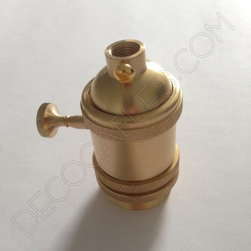 Portalámparas estilo vintage con interruptor para pantallas en color dorado