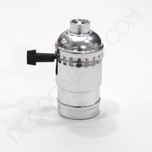 Portalámparas de latón con llave (varios colores) 7 Portalámparas de latón con llave giratoria en color cromado