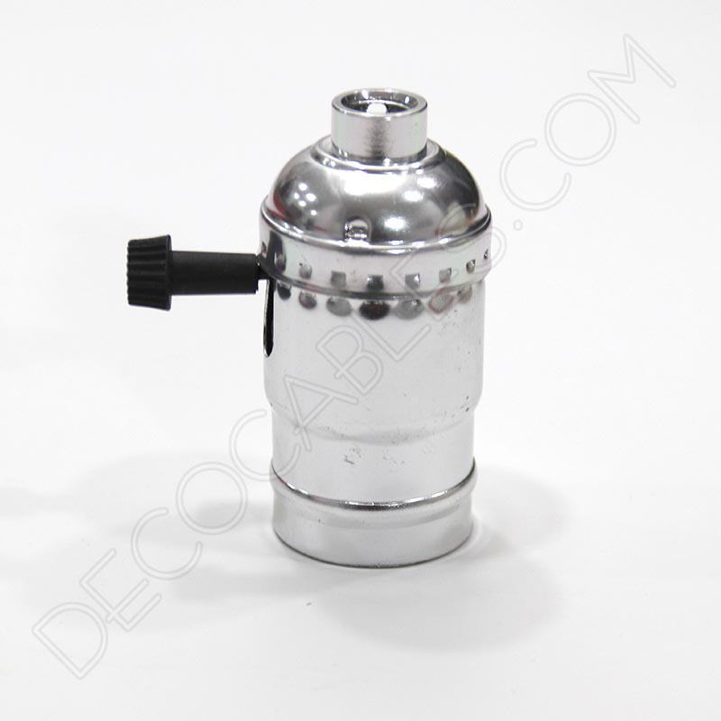 Portalámparas de latón con llave giratoria en color cromado Portalámparas de latón con llave giratoria en color cromado