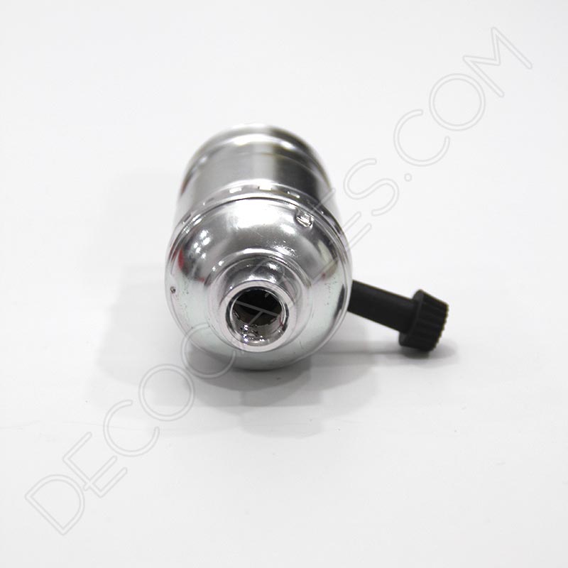 Portalámparas de latón con llave giratoria en color cromado Portalámparas de latón con llave giratoria en color cromado