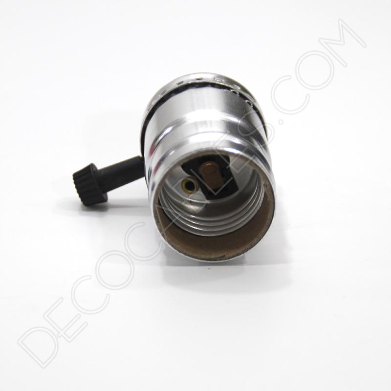 Portalámparas de latón con llave giratoria en color cromado Portalámparas de latón con llave giratoria en color cromado