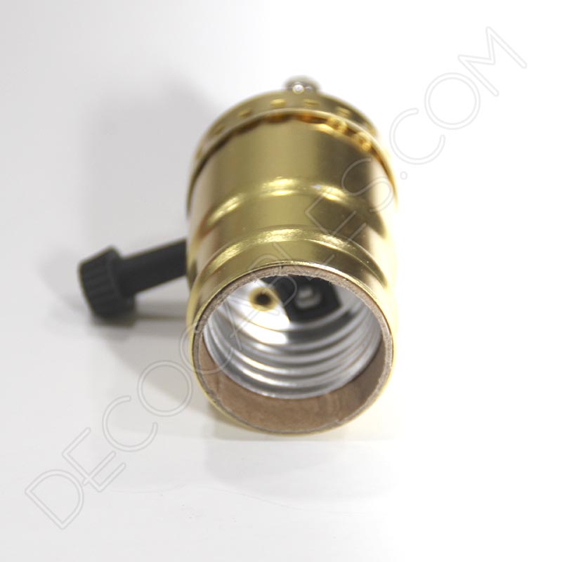 Portalámparas de latón con llave giratoria en color dorado Portalámparas de latón con llave giratoria en color dorado