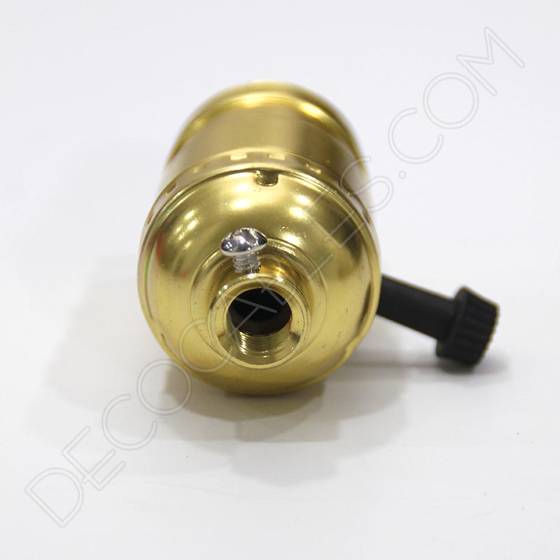 Portalámparas de latón con llave giratoria en color dorado Portalámparas de latón con llave giratoria en color dorado