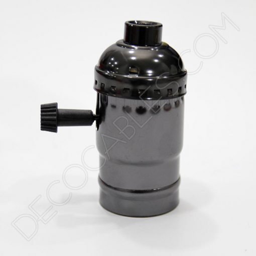 Portalámparas de latón con llave giratoria en color negro