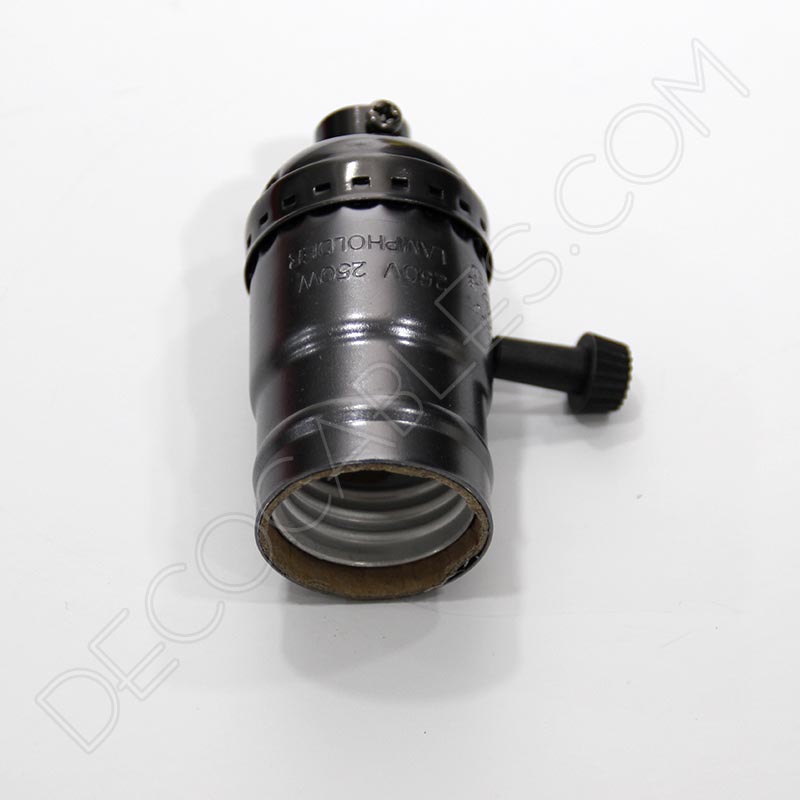 Portalámparas de latón con llave giratoria en color negro Portalámparas de latón con llave giratoria en color negro