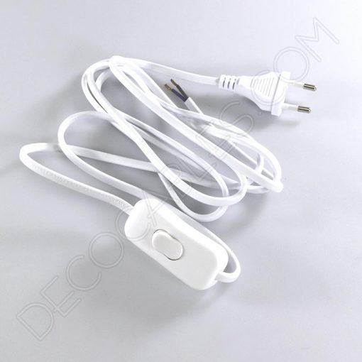 Cable plano con interruptor para lámparas (varios colores) 9 Cableado para lámpara con cable blanco