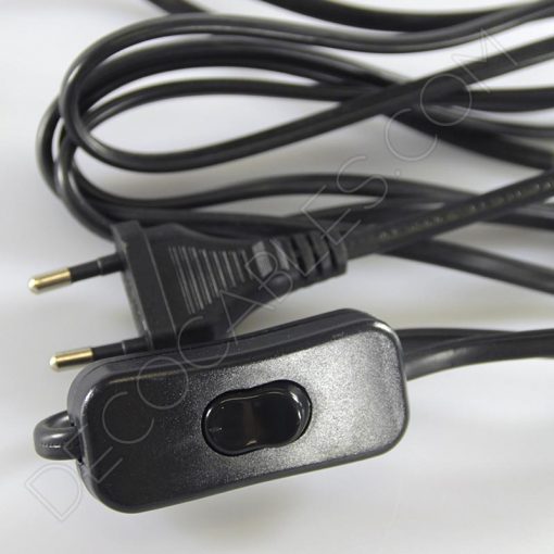 Cable plano con interruptor para lámparas (varios colores) 10 Cableado para lámpara con cable negro