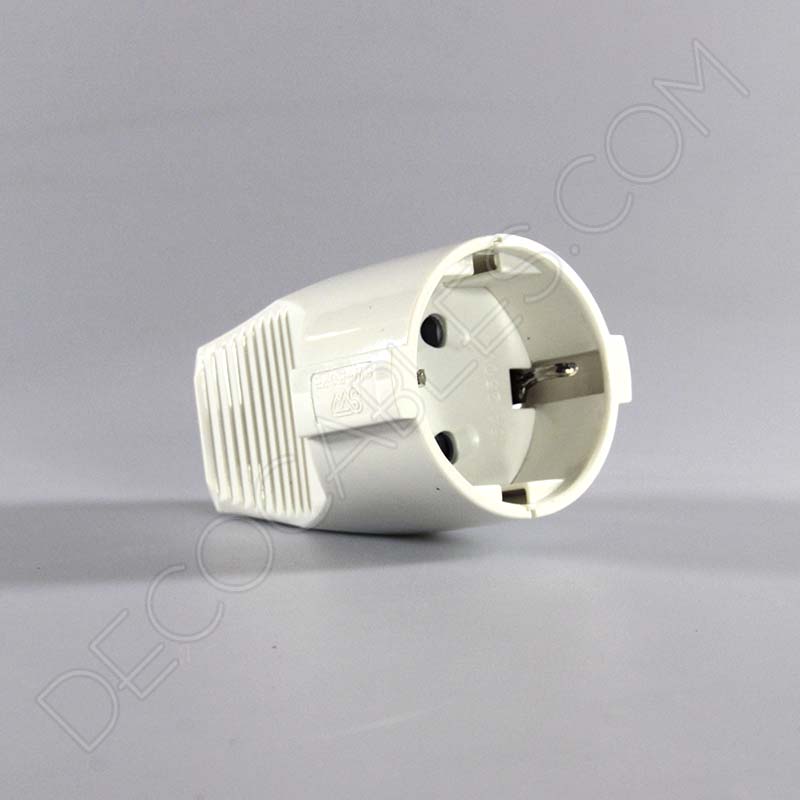 Clavija hembra con toma de tierra blanca Clavija hembra con toma de tierra blanca