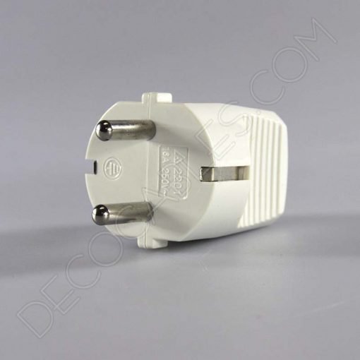 Clavija macho bipolar con toma de tierra blanca