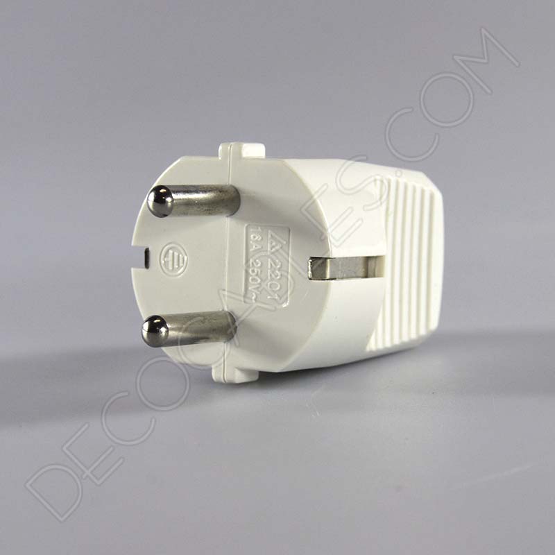 Clavija macho bipolar con toma de tierra blanca Clavija macho bipolar con toma de tierra blanca