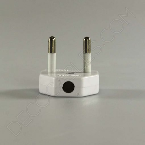 Clavija plana blanca bipolar macho pequeña