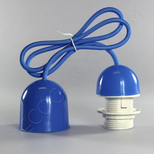 Pendel textil para pantallas 14 Lámparas colgantes para pantallas en suspensión con cable textil a juego en color azul