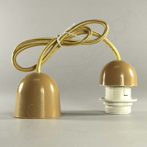 Pendel textil para pantallas 12 Lámparas colgantes para pantallas en suspensión con cable textil a juego en color dorado