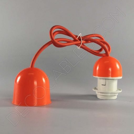 Pendel textil para pantallas 10 Lámparas colgantes para pantallas en suspensión con cable textil a juego en color naranja