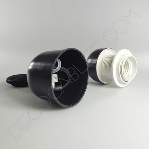 Pendel textil para pantallas 7 Lámparas colgantes para pantallas en suspensión con cable textil a juego en color negro