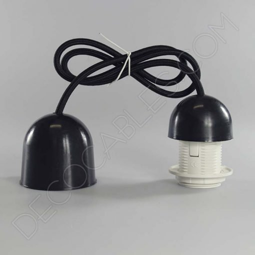 Pendel textil para pantallas 8 Lámparas colgantes para pantallas en suspensión con cable textil a juego en color negro