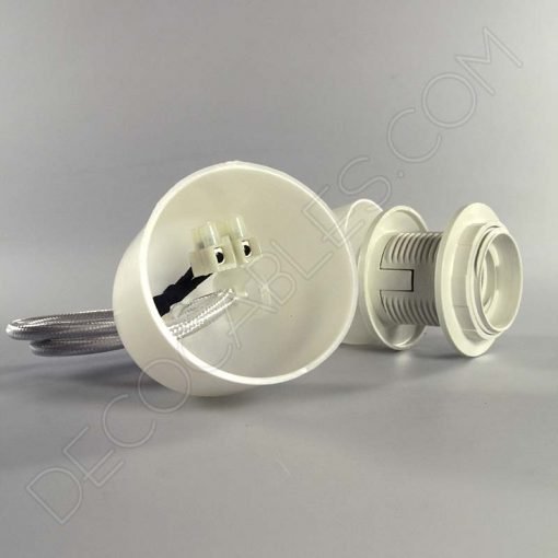 Pendel textil para pantallas 5 Lámparas colgantes para pantallas en suspensión con cable textil a juego en color plata