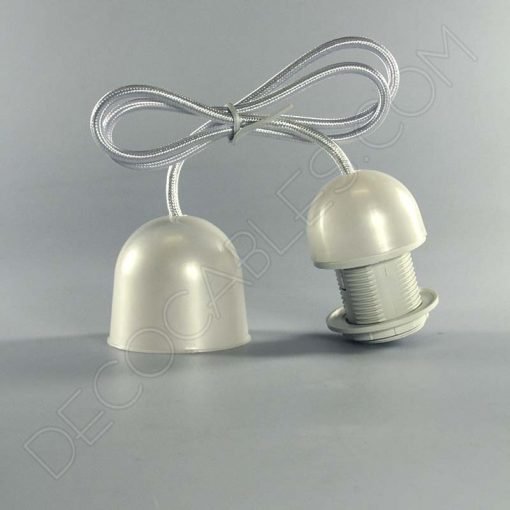 Pendel textil para pantallas 6 Lámparas colgantes para pantallas en suspensión con cable textil a juego en color plata