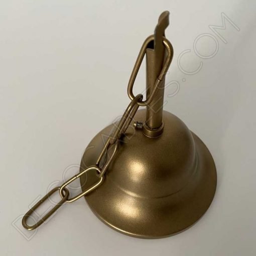 florón metálico con cadena color oro viejo