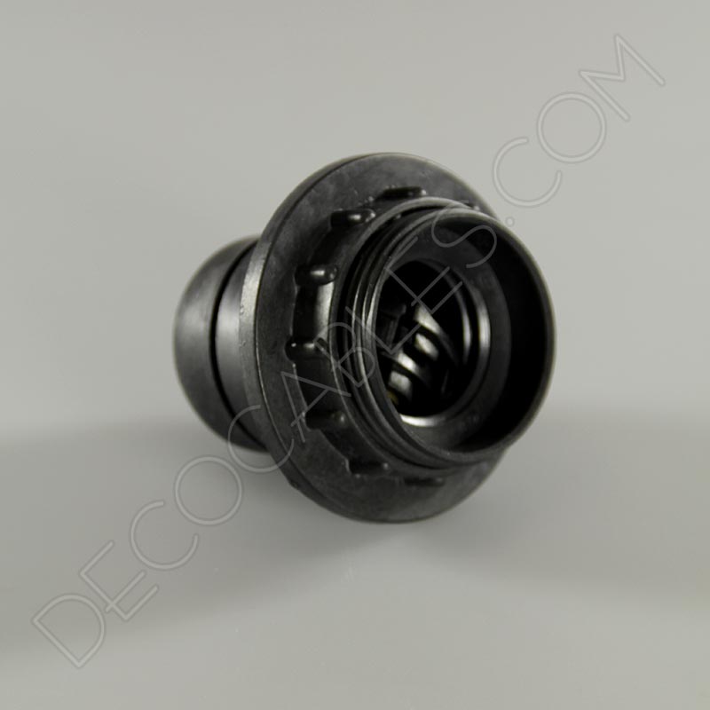 Portalámparas de baquelita para pantallas con arandela en color negro Portalámparas de baquelita para pantallas con arandela en color negro