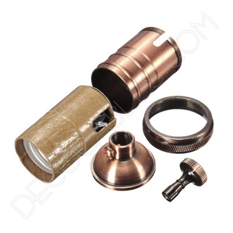 Portalámparas estilo vintage con interruptor en cobre Portalámparas estilo vintage con interruptor en cobre