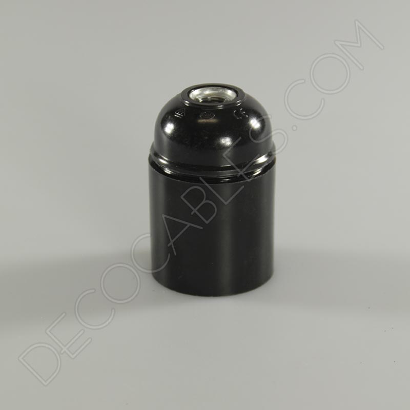 Portalámparas de baquelita liso en color negro casquillo E27 Portalámparas de baquelita liso en color negro casquillo E27