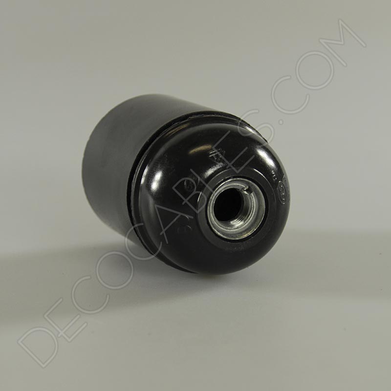 Portalámparas de baquelita liso en color negro casquillo E27 Portalámparas de baquelita liso en color negro casquillo E27