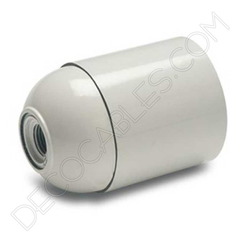Portalámparas de baquelita liso color blanco casquillo E27 Portalámparas de baquelita liso color blanco casquillo E27