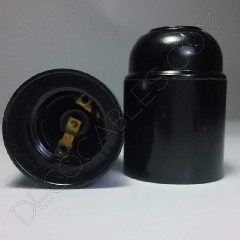 Portalámparas de baquelita liso color negro casquillo E27 Portalámparas de baquelita liso color negro casquillo E27