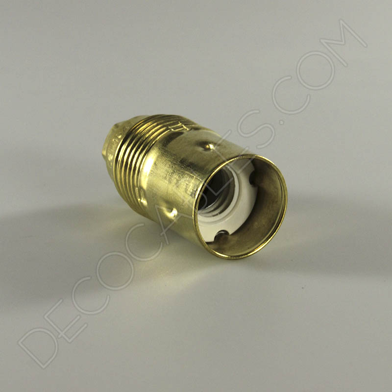 Portalámparas metálico liso de latón en color dorado casquillo E14 Portalámparas metálico liso de latón en color dorado casquillo E14