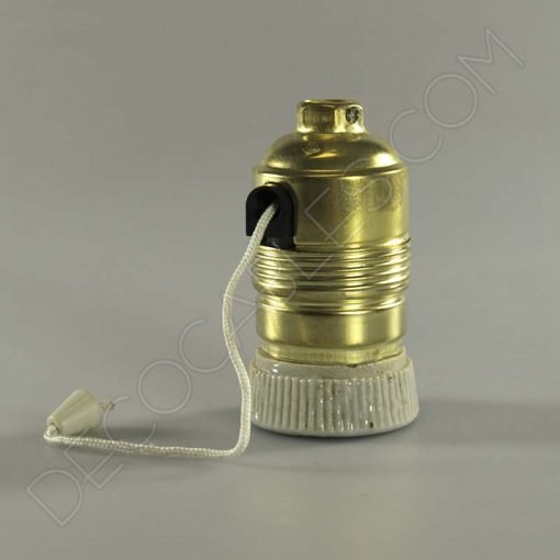 Portalámparas de latón con interuptor tirado de cuerda y arandela cerámica