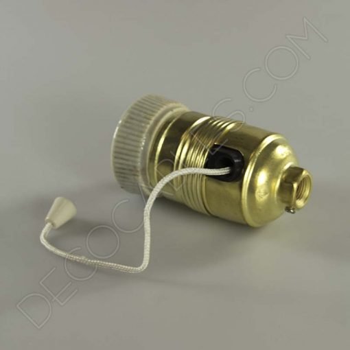 Portalámparas de latón con interuptor tirado de cuerda y arandela cerámica