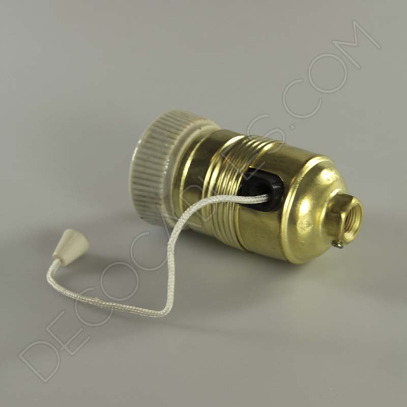 Portalámparas de latón con interuptor tirado de cuerda y arandela cerámica Portalámparas de latón con interuptor tirado de cuerda y arandela cerámica