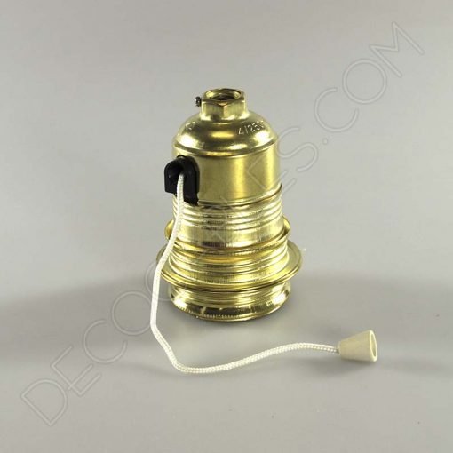 Portalámparas de latón con arandelas para lámparas e interruptor tirador de cuerda