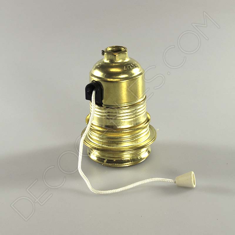 Portalámparas de latón con arandelas para lámparas e interruptor tirador de cuerda Portalámparas de latón con arandelas para lámparas e interruptor tirador de cuerda