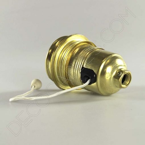 Portalámparas de latón con arandelas para lámparas e interruptor tirador de cuerda
