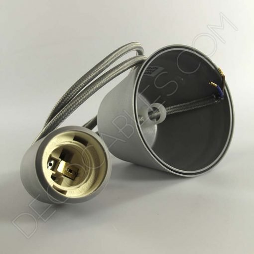 Lámparas colgantes de silicona en suspensión con cable textil a juego en color gris