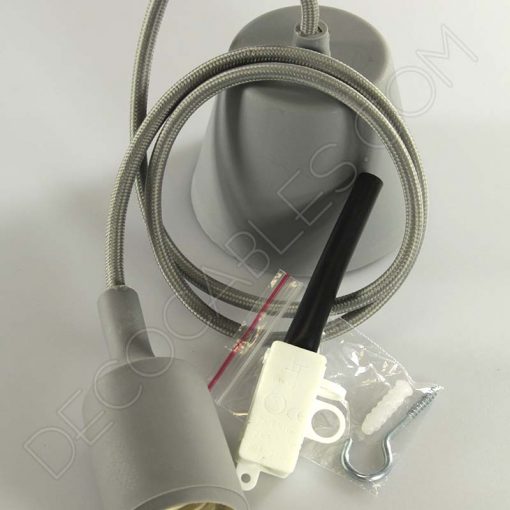 Lámparas colgantes de silicona en suspensión con cable textil a juego en color gris